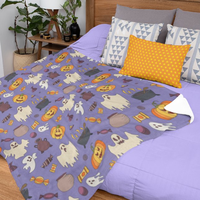 Fun Halloween Ghosts Lila Muster Fleecedecke (Von Creator hochgeladen)