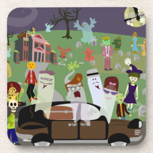 Fun Halloween Graveyard Party Illustration Untersetzer
