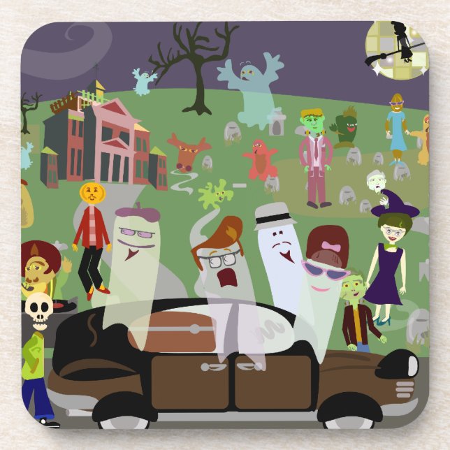 Fun Halloween Graveyard Party Illustration Untersetzer (Vorderseite)