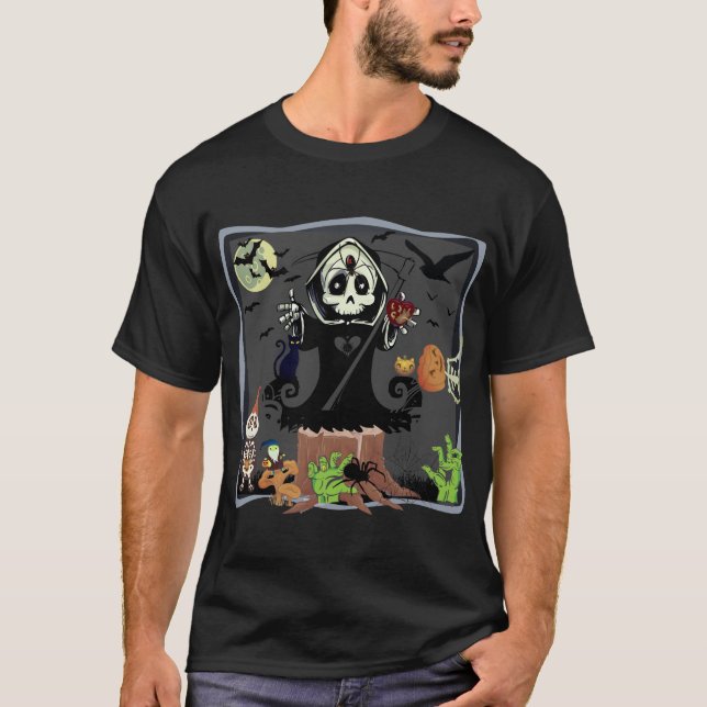 Fun Halloween Grim Sensenmann Zombies Pumpkin Skel T-Shirt (Vorderseite)