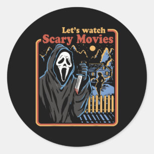 Fun Halloween Lass's Watch Horror Movies Ghost Runder Aufkleber