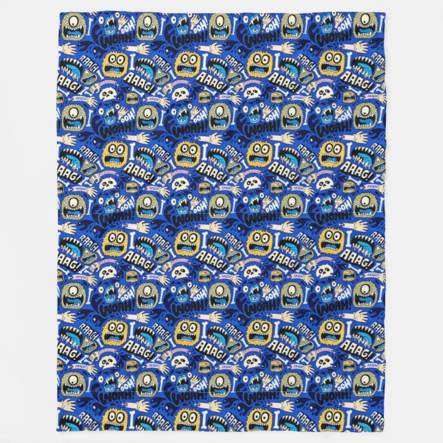 Fun Halloween Monster Pattern Fleecedecke (Vorderseite)