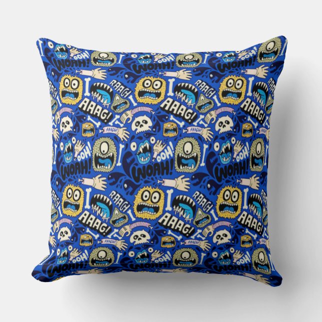 Fun Halloween Monster Pattern Kissen (Vorderseite)