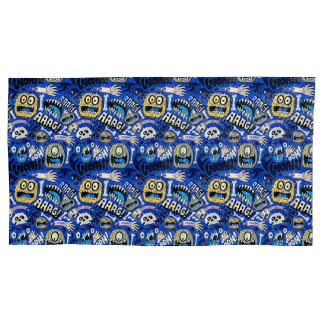 Fun Halloween Monster Pattern Kissenbezug (Vorderseite)