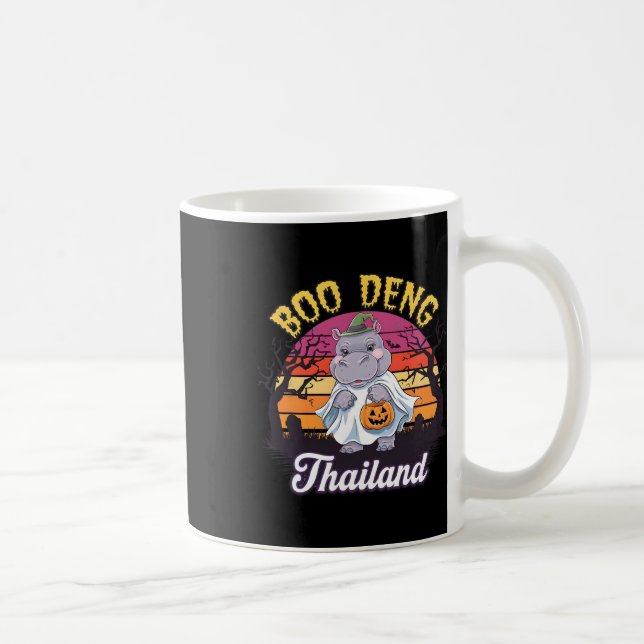 Fun Halloween Moo Deng Hippo Baby Kaffeetasse (Rechts)