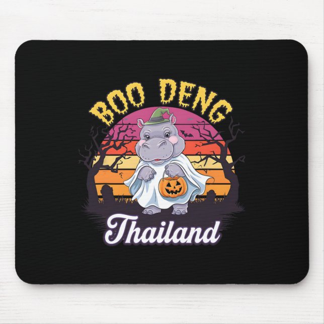 Fun Halloween Moo Deng Hippo Baby Mousepad (Vorne)