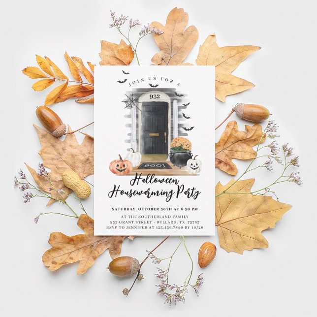 Fun Halloween Party Schwarze Vordertür Ankündigung (Von Creator hochgeladen)