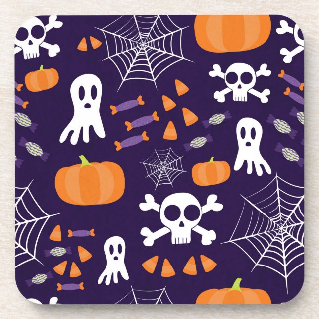 Fun Halloween Pattern Getränkeuntersetzer (Vorderseite)