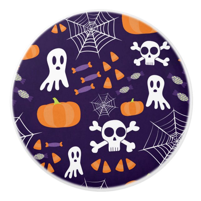Fun Halloween Pattern Keramikknauf (Vorderseite)