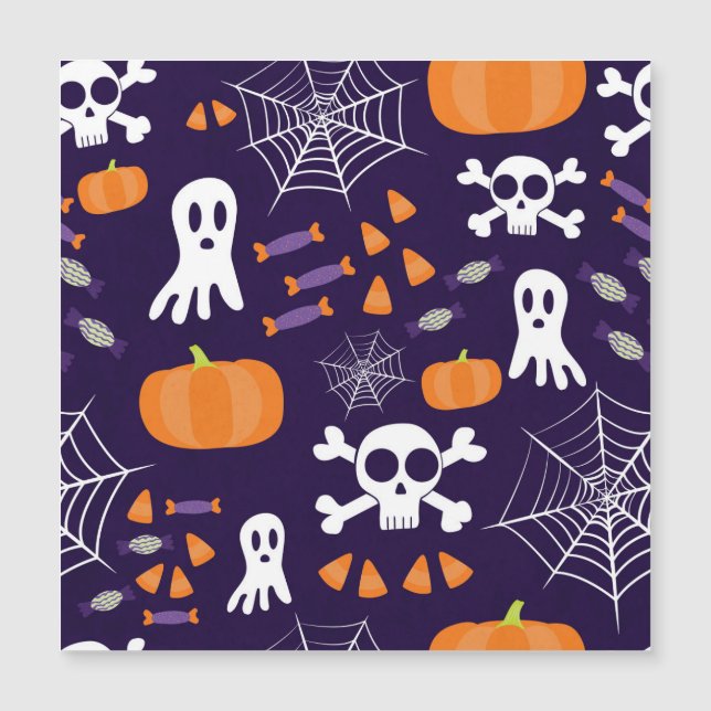 Fun Halloween Pattern Magnetkarte (Vorderseite)