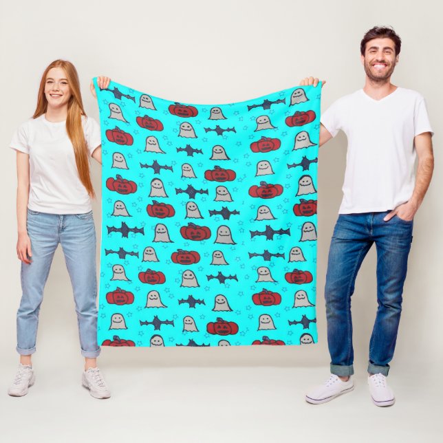 Fun Halloween Print on Blue Fleecedecke (Beispiel)