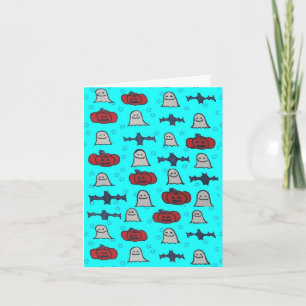 Fun Halloween Print on Blue Karte