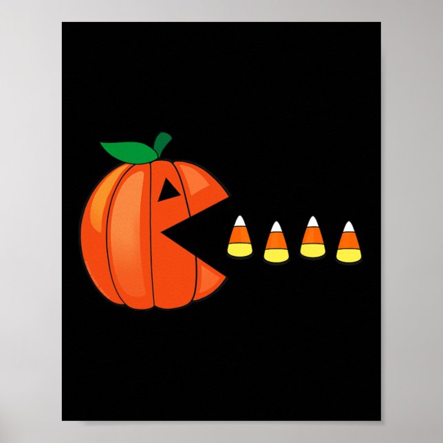 Fun Halloween Pumpkin Eating Candy Corn Poster (Vorne)