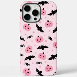 Fun Halloween Pumpkins und Bat Pattern iPhone 16 Pro Max Hülle