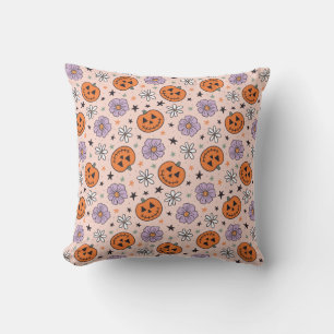 Fun Halloween Pumpkins und Blume Muster Kissen