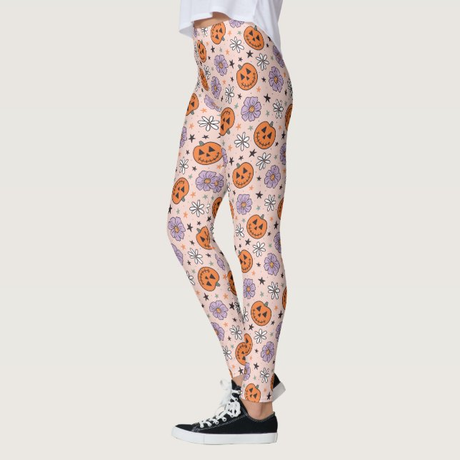 Fun Halloween Pumpkins und Blume Muster Leggings (Links)