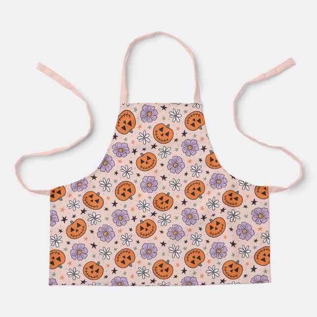Fun Halloween Pumpkins und Blume Muster Schürze (Vorderseite)