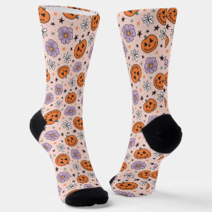 Fun Halloween Pumpkins und Blume Muster Socken