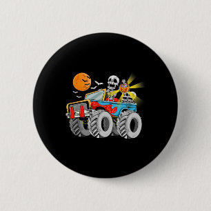 Fun Halloween Skeleton Monster-Truck Kids Boys Tod Button