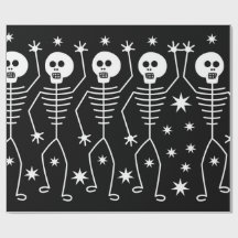 FUN HALLOWEEN SKELETONS Wrapping Paper with STARS