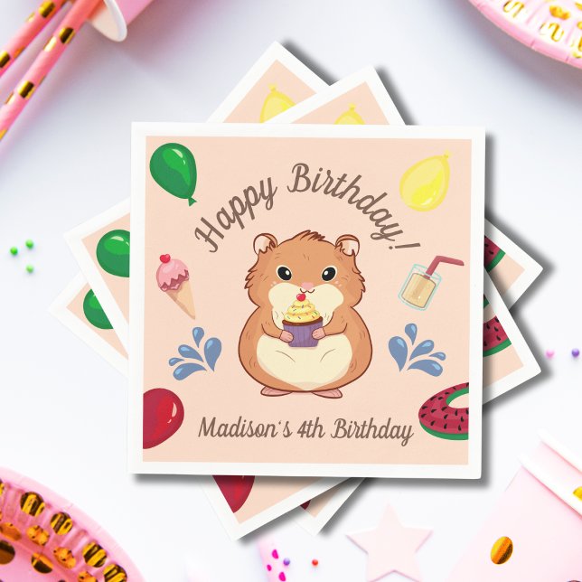 Fun Hamster Birthday Pool Party Serviette (Von Creator hochgeladen)