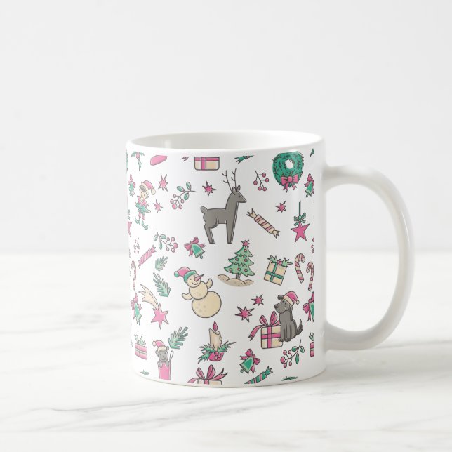 Fun Hand gezogen Weihnachtsfeiertag Kaffeetasse (Rechts)