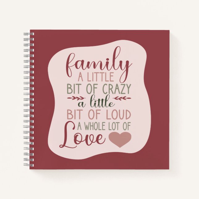 Fun Hand Letted Dusty Pink Familie Rezept Notizbuch (Vorderseite)