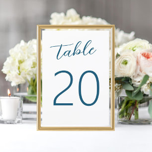 Fun handgeschriebene Blue White Wedding Tischnumme Einladung