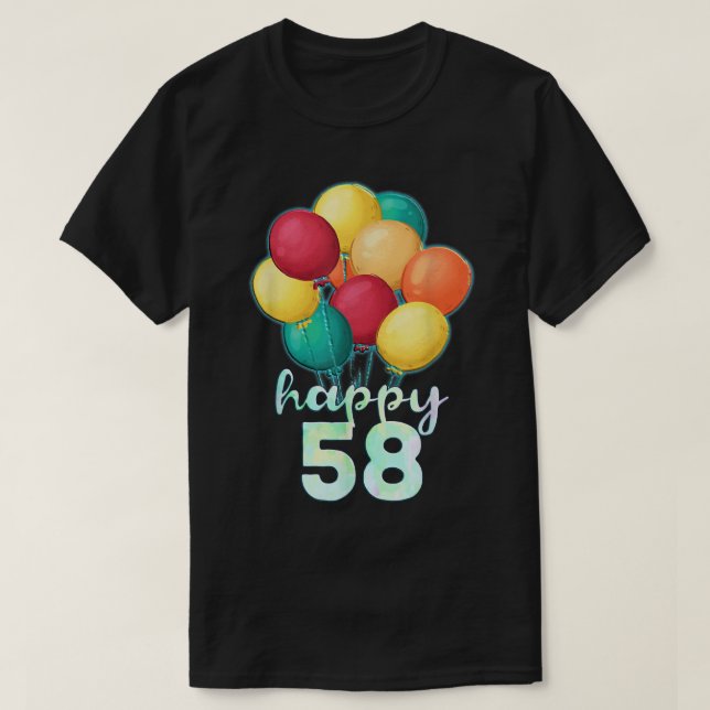 Fun Happy 58 Jahre Alte farbenfrohe Balloons 58. G T-Shirt (Design vorne)