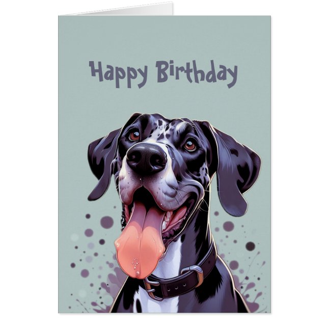Fun Happy Birthday Great Dane Dog Zoomies (Vorne)