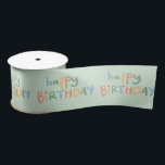 Fun Happy Birthday Green Pastel Kids Party Ribbon Satinband<br><div class="desc">Dieses lustige und niedliche Kindergeburtstag Geschenkband mit einem farbenfrohen Happy Birthday Text vor einem hellgrünen pastellfarbenen Hintergrund. Etwas Besonderes, um das Geschenkerlebnis zu steigern. In der Kollektion 'Bird on Balloon' sehen wir Kinder spielen, Drachenfliegen, Ballon, Kuchen, Gitarre, Picknickkorb. Sehen Sie die Erholung der Sammlung, die auch den Download laden laden...</div>