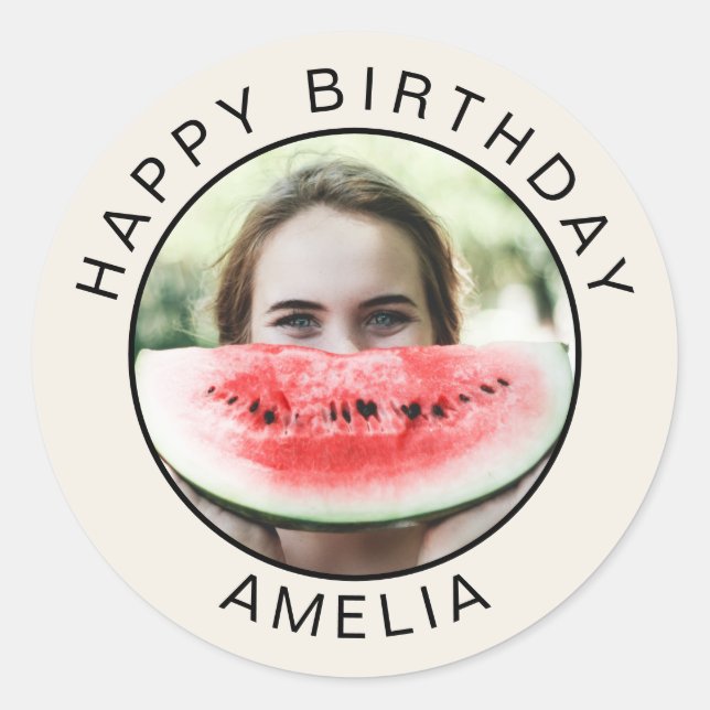 Fun Happy Birthday Photo Sticker (Vorderseite)