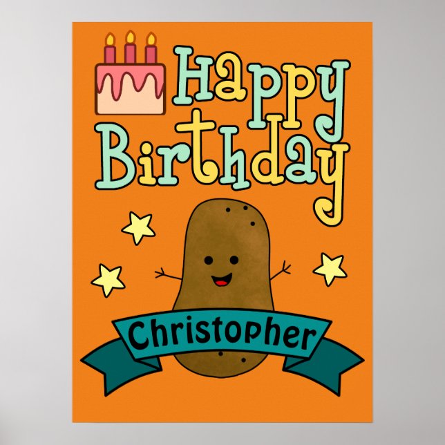 Fun Happy Birthday Potato Personalisiert Poster (Vorne)