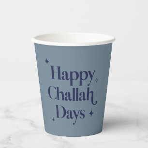 Fun Happy Challah Days Hanukkah Blue Pappbecher