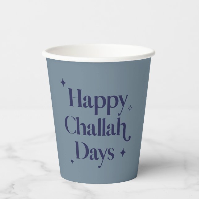 Fun Happy Challah Days Hanukkah Blue Pappbecher (Vorderseite)
