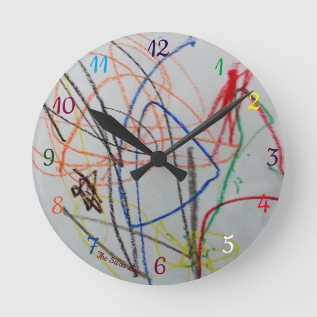 fun happy colorful clock runde wanduhr (Vorderseite)