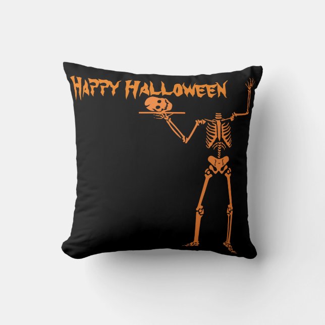Fun Happy Halloween Skeleton Kissen (Vorderseite)
