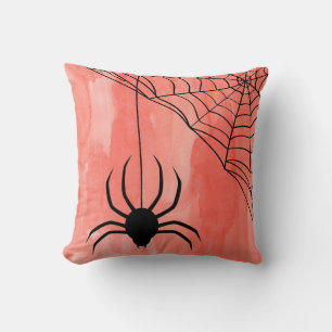 Fun Happy Halloween Watercolor Spider Web Kissen