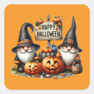 Fun Happy Halloween Zwerge Quadratischer Aufkleber