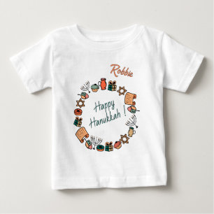 Fun Happy Hanukkah Chanukah Klassische Symbole Baby T-shirt