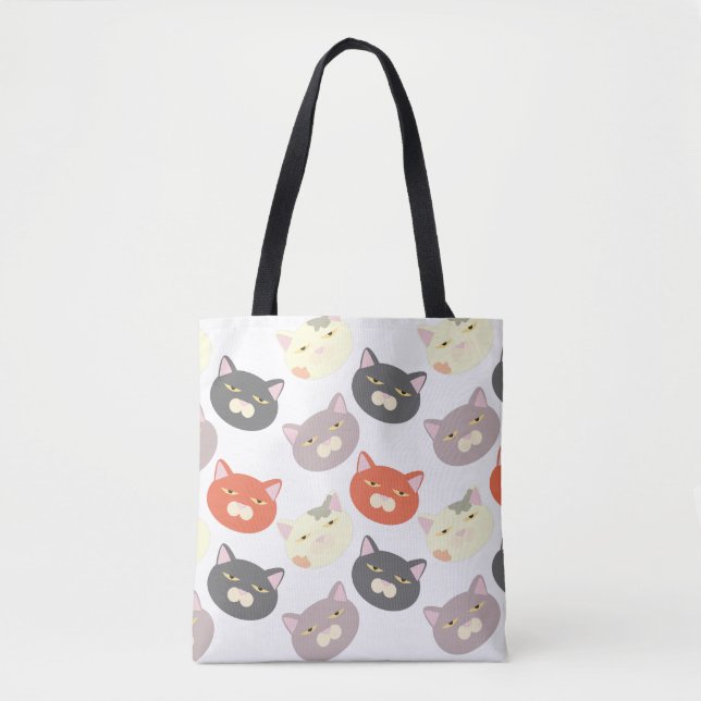 Fun Happy Niedlich Cat Heads Cartoon Pattern (Vorderseite)