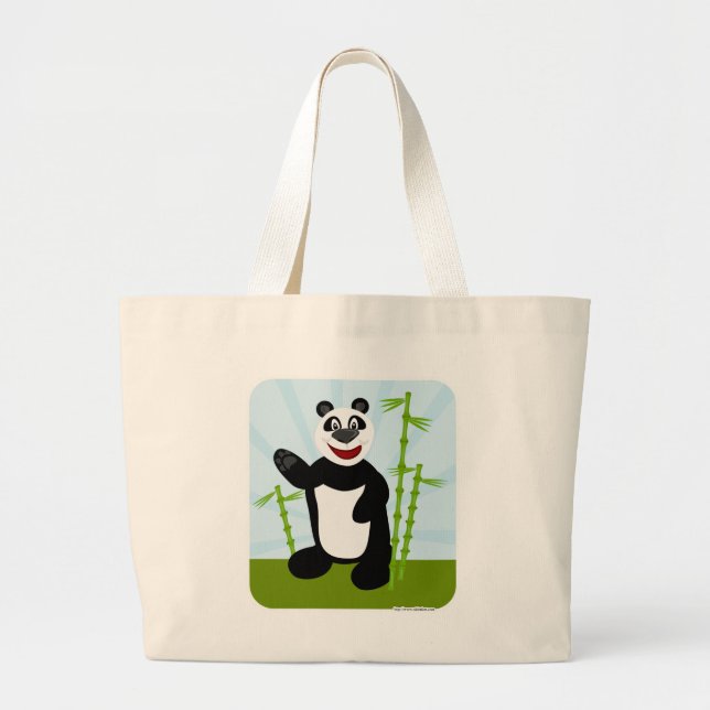 Fun Happy Niedlich Panda Bear Cartoon Art Jumbo Stoffbeutel (Vorne)