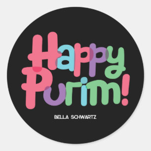 Fun Happy Purim Round Aufkleber
