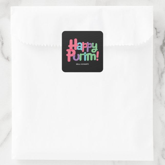 Fun Happy Purim Square Sticker (Tasche)