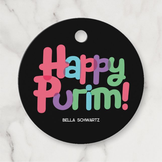 Fun Happy Purim Tag Geschenkanhänger (Vorderseite)