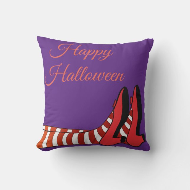 Fun Happy Retro Halloween Hexe Kissen (Vorderseite)