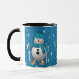 Fun Happy Skiing Snowman Tasse