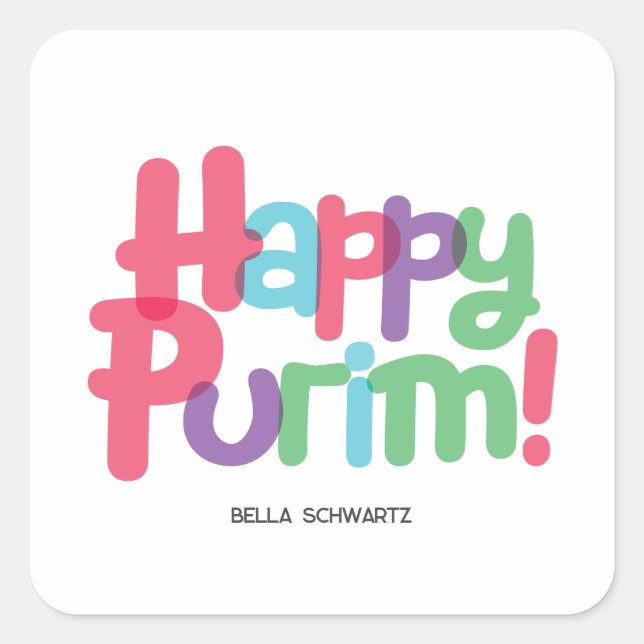 Fun Happy Square Purim Sticker (Vorderseite)