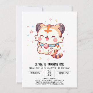 Fun Happy Tiger 1. Geburtstag Einladung