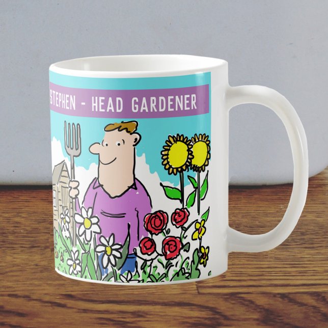 Fun Head Gärtner Tasse. Wählen Sie Ihren Namen. Kaffeetasse (Von Creator hochgeladen)